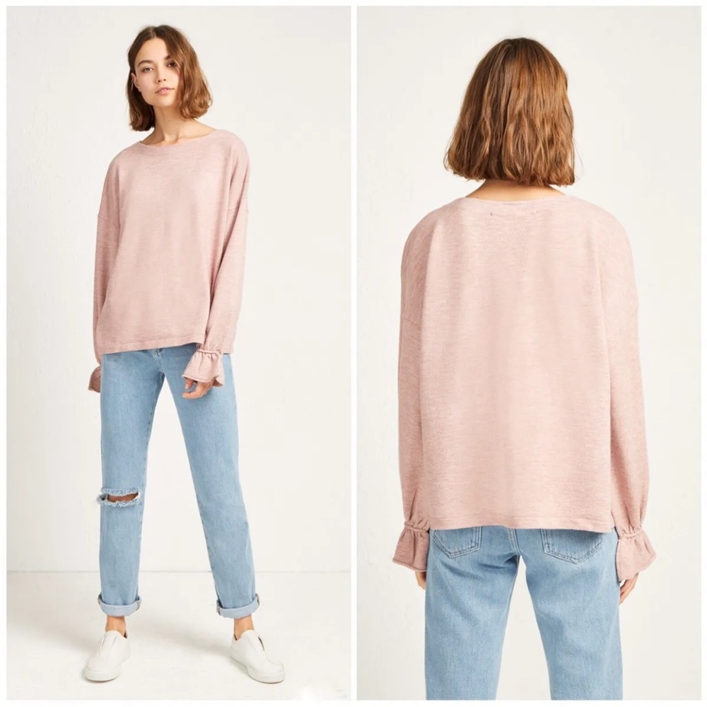 French Connection Sweater Gathered Cuff Soft Pink